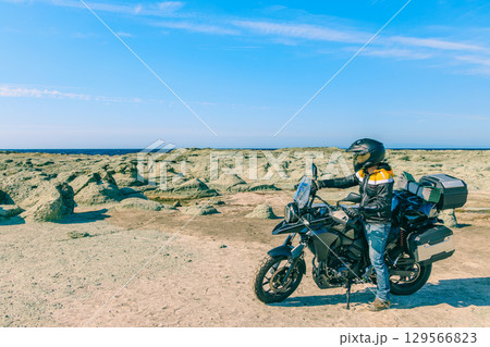 東北ツーリング 千畳敷海岸とオートバイ 東北ツーリング 千畳敷海岸とオートバイ 129566823