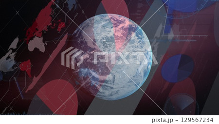 Image of globe over data processing 129567234
