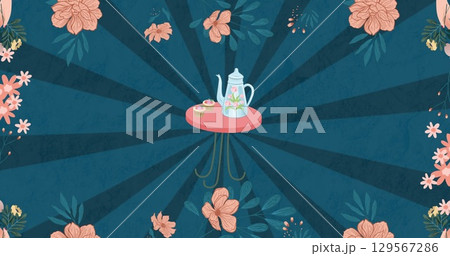 Image of plants on blue background 129567286