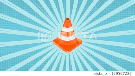 Image of road cone on blue background 129567289