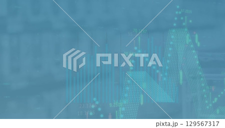 Image of data processing over blue background Image of data processing over blue background 129567317
