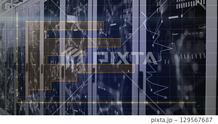 Image of graphs and connections over servers 129567687