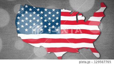 Image of dots over map with flag od usa on grey background Image of dots over map with flag od usa on grey background 129567765