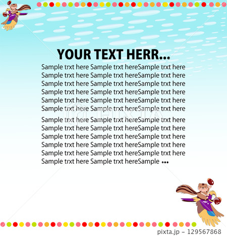 どんぐり, りす, 秋の空のあしらい,フレームセット どんぐり, りす, 秋の空のあしらい,フレームセット 129567868