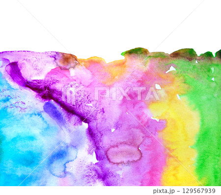 Real Watercolor Art Hand Drawn Brush Colorful Abstract Background 129567939