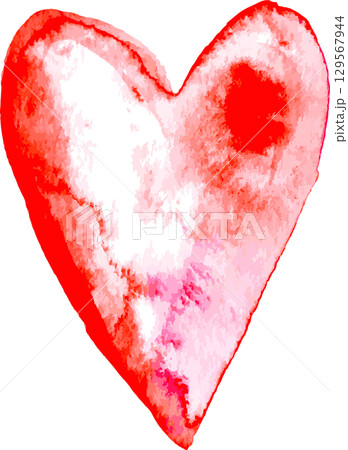 Hand Drawn Pink Watercolor Heart Vector Illustration. 129567944