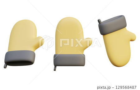 Cartoon Style kitchen gloves 3D graphic 129568487