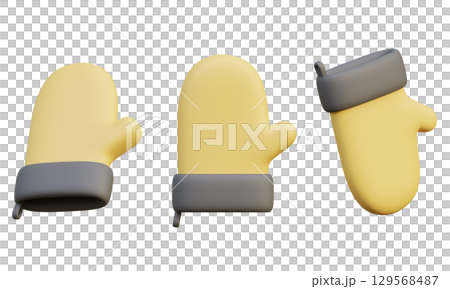 Cartoon Style kitchen gloves 3D graphic 129568487