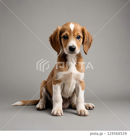 ちょこんと座るサルーキ子犬のイラスト ちょこんと座るサルーキ子犬のイラスト 129568529