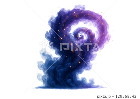 銀河のような群青と紫のインク渦抽象背景 129568542