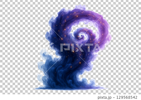 銀河のような群青と紫のインク渦抽象背景 129568542