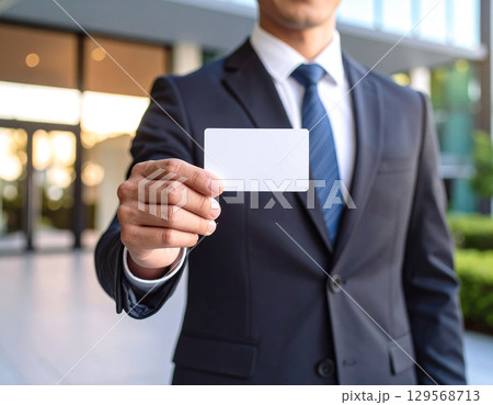 カードを見せるビジネスマン 129568713