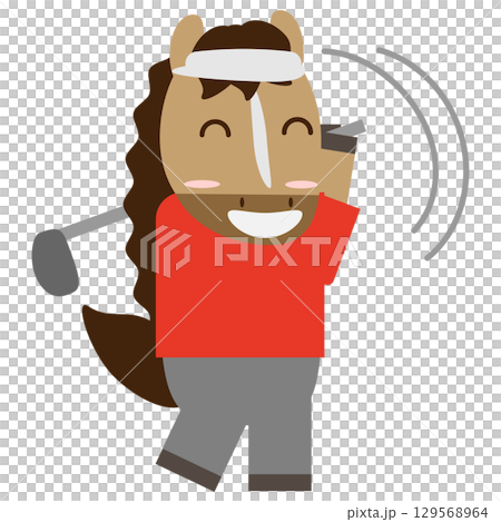 一匹馬打高爾夫球的插圖 129568964