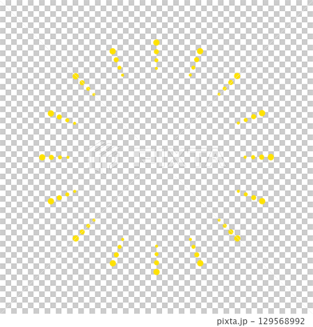 放射状に広がる黄色いドット線の円形サンバースト - シンプルでポップな丸い形のフレーム･あしらい 129568992