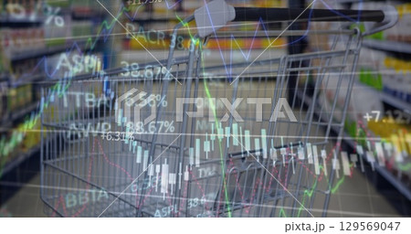 Image of data processing over shopping cart Image of data processing over shopping cart 129569047