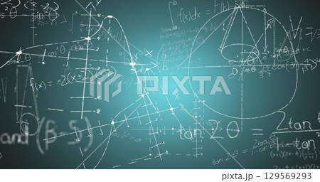 Image of math formulas on green background 129569293