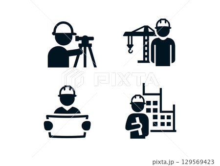 Construction workers icons stock illustration Construction workers icons stock illustration 129569423