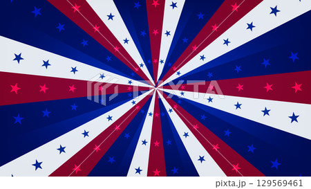 Red, White, and Blue Burst With Stars and Stripes in a Festive Patriotic Design for Celebration	 129569461