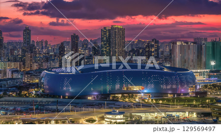 Aug 10 2025 Kai Tak Stadium bathed in twilight glow Aug 10 2025 Kai Tak Stadium bathed in twilight glow 129569497