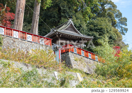 Traditional building surrounded by lush greenery near Hozugawa River 129569924