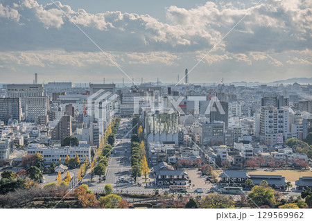 City skyline with urban landscape and cloudy sky at Himeji, Japan City skyline with urban landscape and cloudy sky at Himeji, Japan 129569962