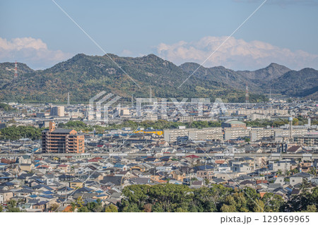 City skyline with urban landscape and cloudy sky at Himeji, Japan City skyline with urban landscape and cloudy sky at Himeji, Japan 129569965