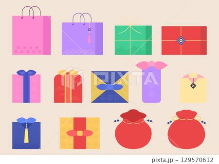 Vector illustration of traditional Korean objects. 129570612