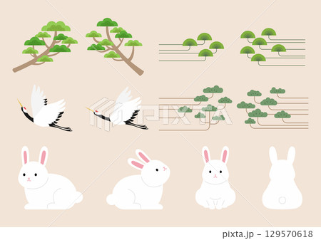 Vector illustration of traditional Korean plants and animals. 129570618