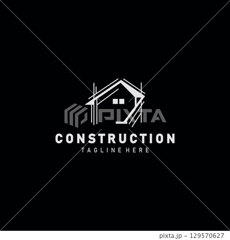 Construction structure line home building and repair logo Design illustration template Construction structure line home building and repair logo Design illustration template 129570627