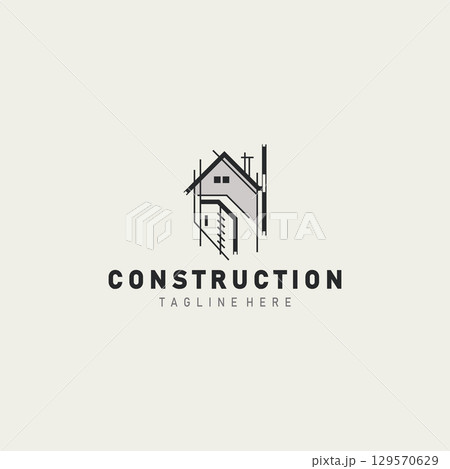 Construction structure line home building and repair logo Design illustration template Construction structure line home building and repair logo Design illustration template 129570629