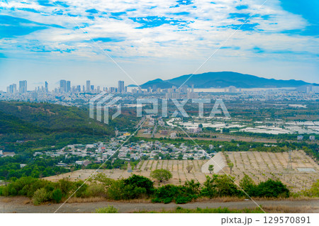 A view of the city from afar.  129570891