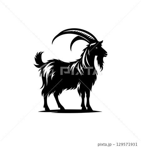 Wild mountain goat silhouette vector art 129571931