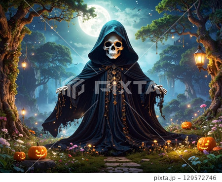 ハロウィン　死神　イラスト 129572746