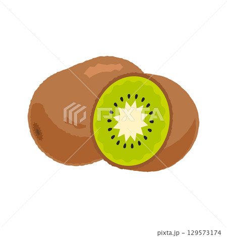丸ごとキウイと半分に切ったキウイ - フラットイラスト 129573174