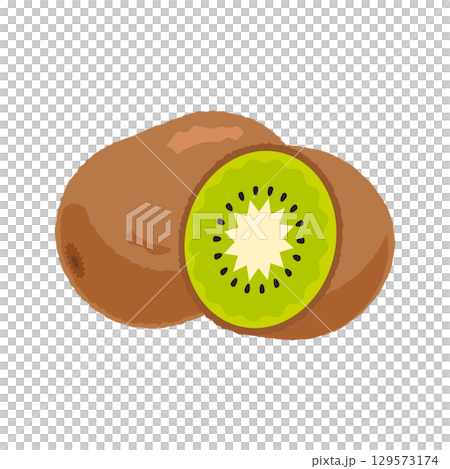 丸ごとキウイと半分に切ったキウイ - フラットイラスト 129573174