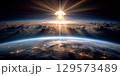 Nuclear explosion destroying planet earth from space 129573489