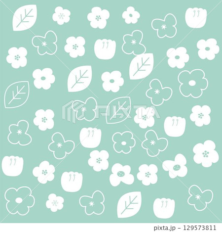 レトロな花のシームレスパターン 129573811