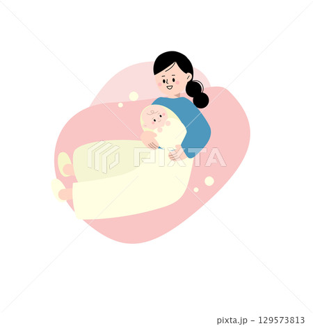 赤ちゃんを抱っこする女性のイメージイラスト 129573813