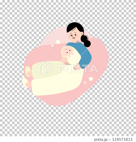 赤ちゃんを抱っこする女性のイメージイラスト 129573813