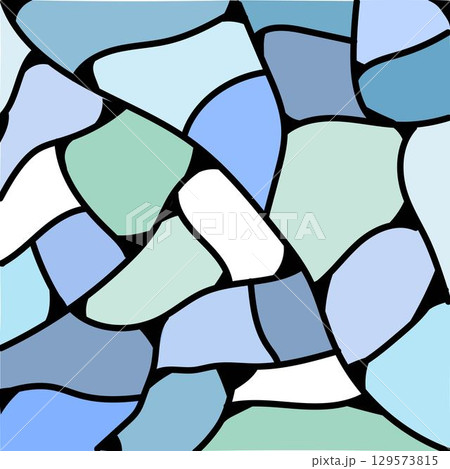 青系のステンドグラス風の背景イラスト 129573815
