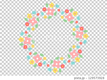 七彩花圓形框架 七彩花圓形框架 129573928