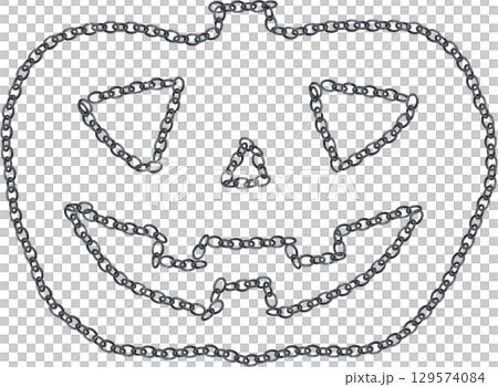 Silver chain jack-o'-lantern silhouette Silver chain jack-o'-lantern silhouette 129574084