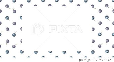 Rectangular frame on the background of ripe grapes. Isolated watercolor illustration for packaging design, restaurant menus, culinary blogs and magazines. 129574252