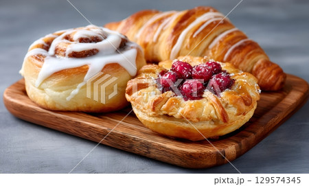 Delicious Assortment of Freshly Baked Pastries Delicious Assortment of Freshly Baked Pastries 129574345