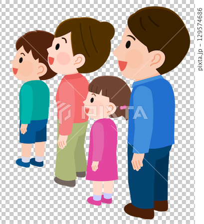 笑顔で何かを見る人々の横向きの全身 イラスト 笑顔で何かを見る人々の横向きの全身 イラスト 129574686