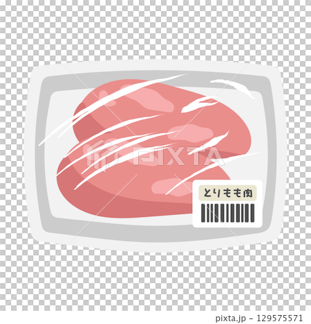 Packed chicken (chicken thighs) supermarket illustration 129575571