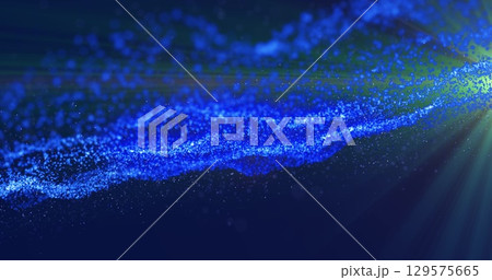 Image of light spots and trails on black background Image of light spots and trails on black background 129575665