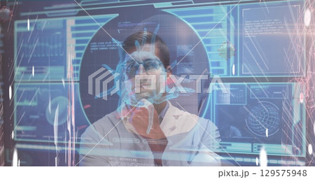 Image of medical data processing over students studying 129575948