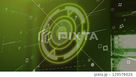 Image of scope scanning with data processing over server room 129576028