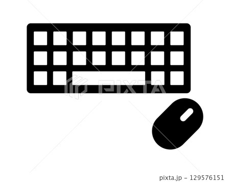 キーボードとマウスのアイコン　モノトーン 129576151